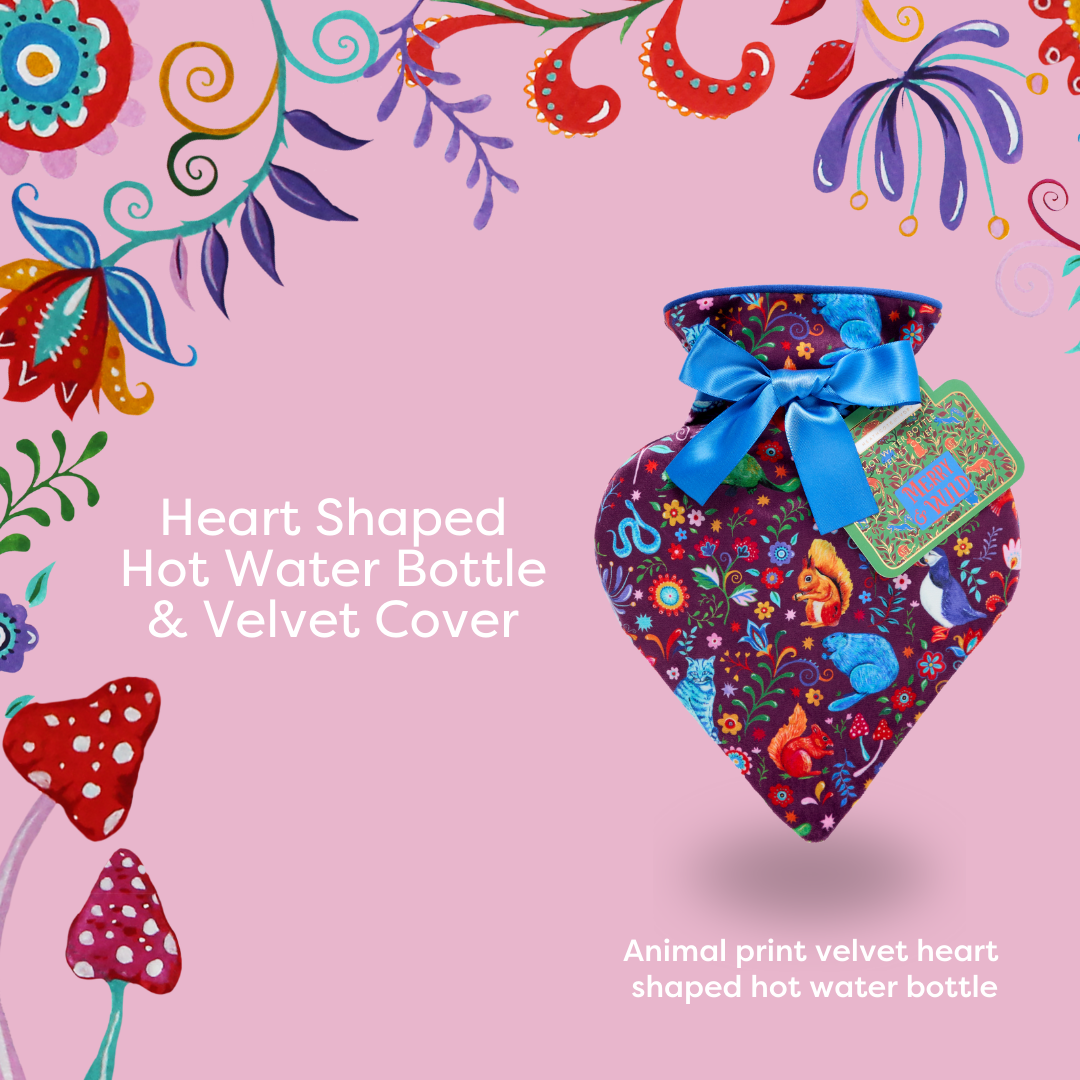 Merry and Wild Heart Shaped Hot Water Bottle