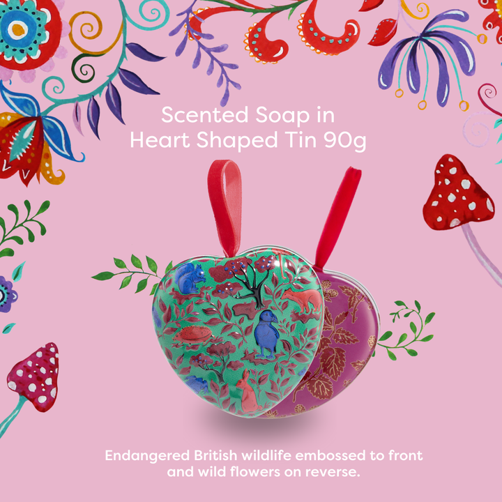 Merry and Wild Scented Soap in Heart Shaped Tin, 90g