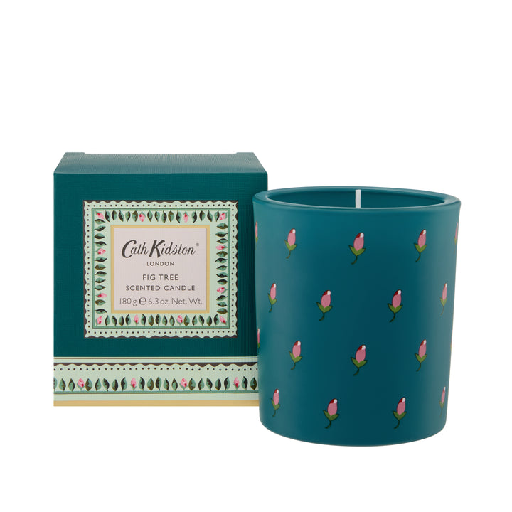 Home Fragrance Fig Tree Dark Green Glass Candle, 180g