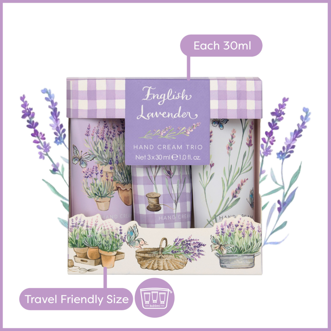 English Lavender Hand Cream Trio, 3x 30ml